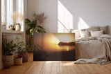 Sinus Art Wandbild 120x80cm Ruhiger Küstenstreifen im goldenen Abendlicht – meditativ, weit und beruhigend