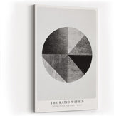 Paul Sinus Wandbild in 40x60cm The Ratio Within – Geometrische Kreisaufteilung in Schwarz-Weiß mit texturierten Segmenten