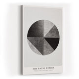 Paul Sinus Wandbild in 40x60cm The Ratio Within – Geometrische Kreisaufteilung in Schwarz-Weiß mit texturierten Segmenten