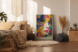 Paul Sinus Wandbild in 40x60cm The Color Within Ausdrucksstarkes Frauenporträt in farbenprächtiger Blütenund Blattformen-Komposition für inspirierende Raumgestaltung