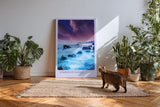 Paul Sinus Kunstdruck 40x60cm Stardust Coast – traumhafte Küstenlandschaft unter violettem Sternenhimmel