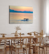 Wandbild 120x80cm Alaska Ozean Wal Walflosse Blaue Stunde Berge