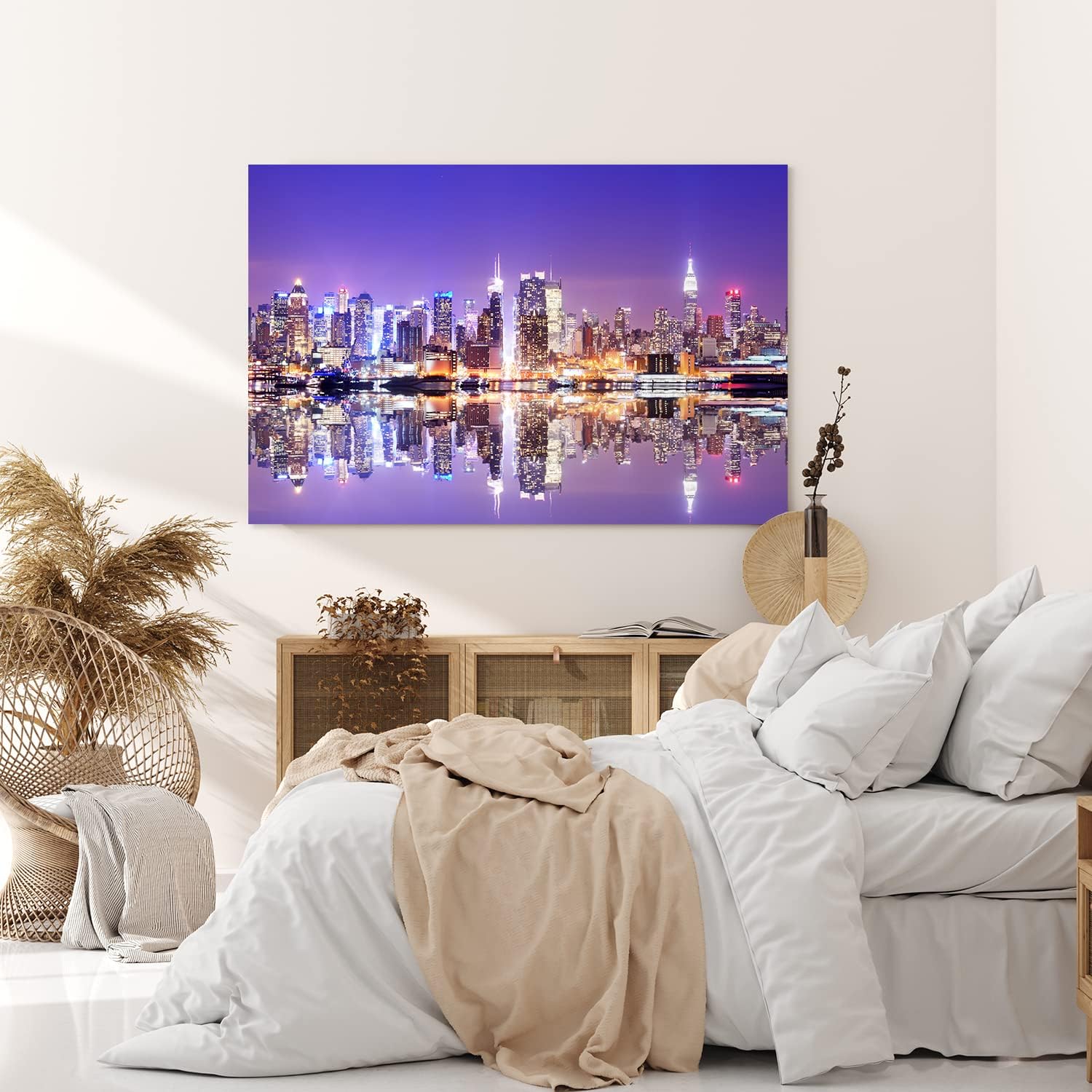 Paul Sinus Wandbild 120x80cm Manhattan Skyline New York Nacht Wolkenkratzer