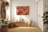 Sinus Art Wandbild 120x80cm Dynamisches Blattmotiv in warmen Rottönen auf dunklem Hintergrund in ornamentaler Form