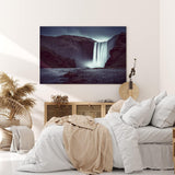 Paul Sinus Wandbild 120x80cm Wasserfall bei Nacht Norwegen Dunkel Fotokunst