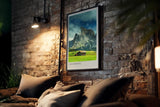 Paul Sinus Kunstdruck 40x60cm Dolomiten mit dramatischem Himmel und Almhütten – Alpenpanorama aus Italien