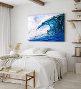 Paul Sinus Wandbild 120x80cm Welle Surfen Meer Ozean Abstrakt Kunstvoll Blau