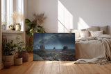 Sinus Art Wandbild 120x80cm Faszinierende Landschaft mit ikonischen Felsformationen unter der Milchstraße