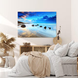 Paul Sinus Wandbild 120x80cm Strand Meer Felsen Steine Abend Horizont Natur