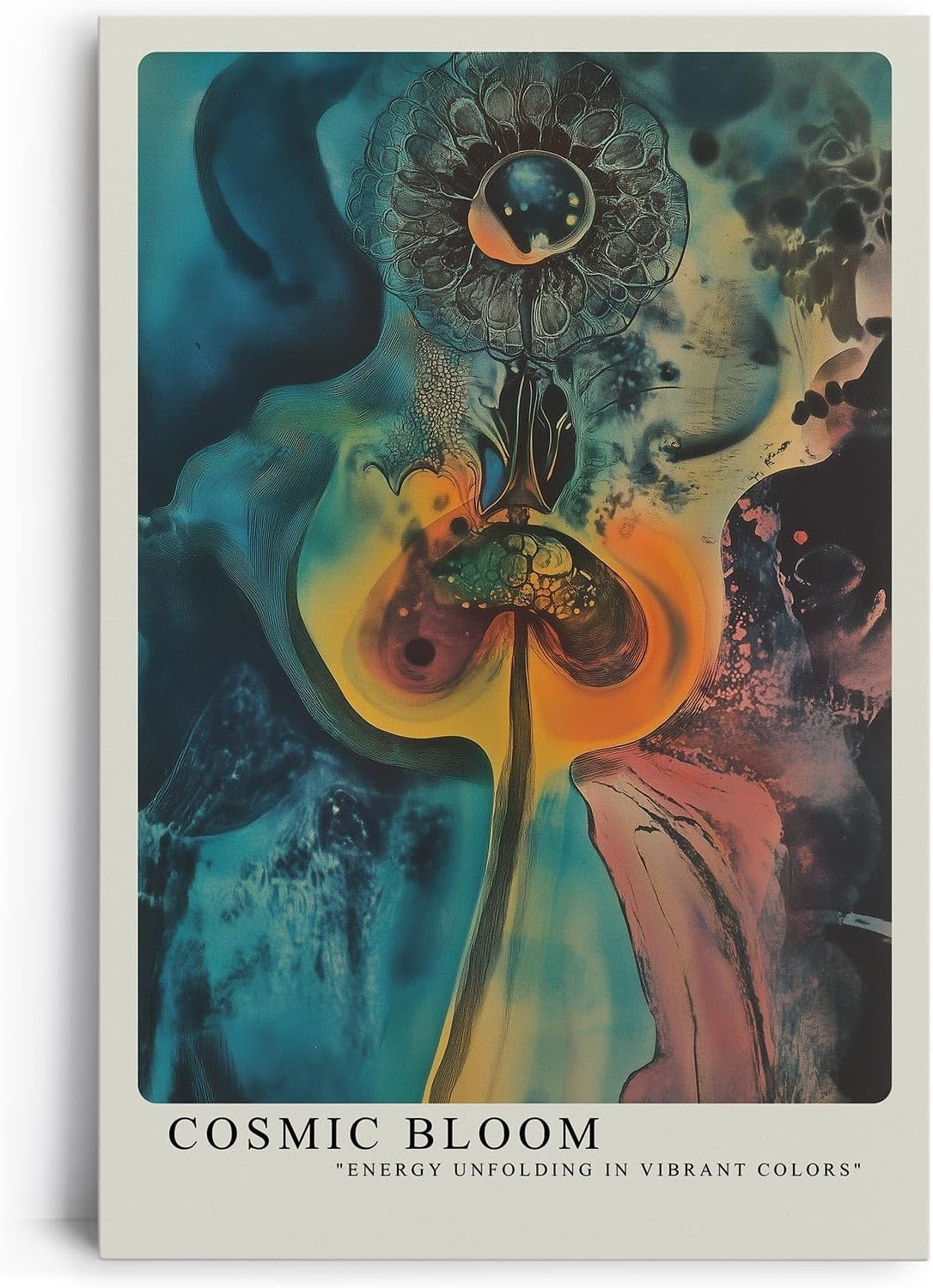 Paul Sinus Leinwandbild 40x60cm kosmische Blüte in leuchtenden Farben mit surrealen Strukturen – kunstvolles Leinwandbild für moderne Raumgestaltung
