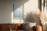 Paul Sinus Wandbild in 40x60cm The Moon Perch Vögel auf kahlen Ästen vor großem Mond im sanften Farbenspiel aus Blau und Rosa