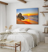 Paul Sinus Wandbild 120x80cm Sonnenuntergang Abendröte Fels Strand Meer Horizont Romantisch