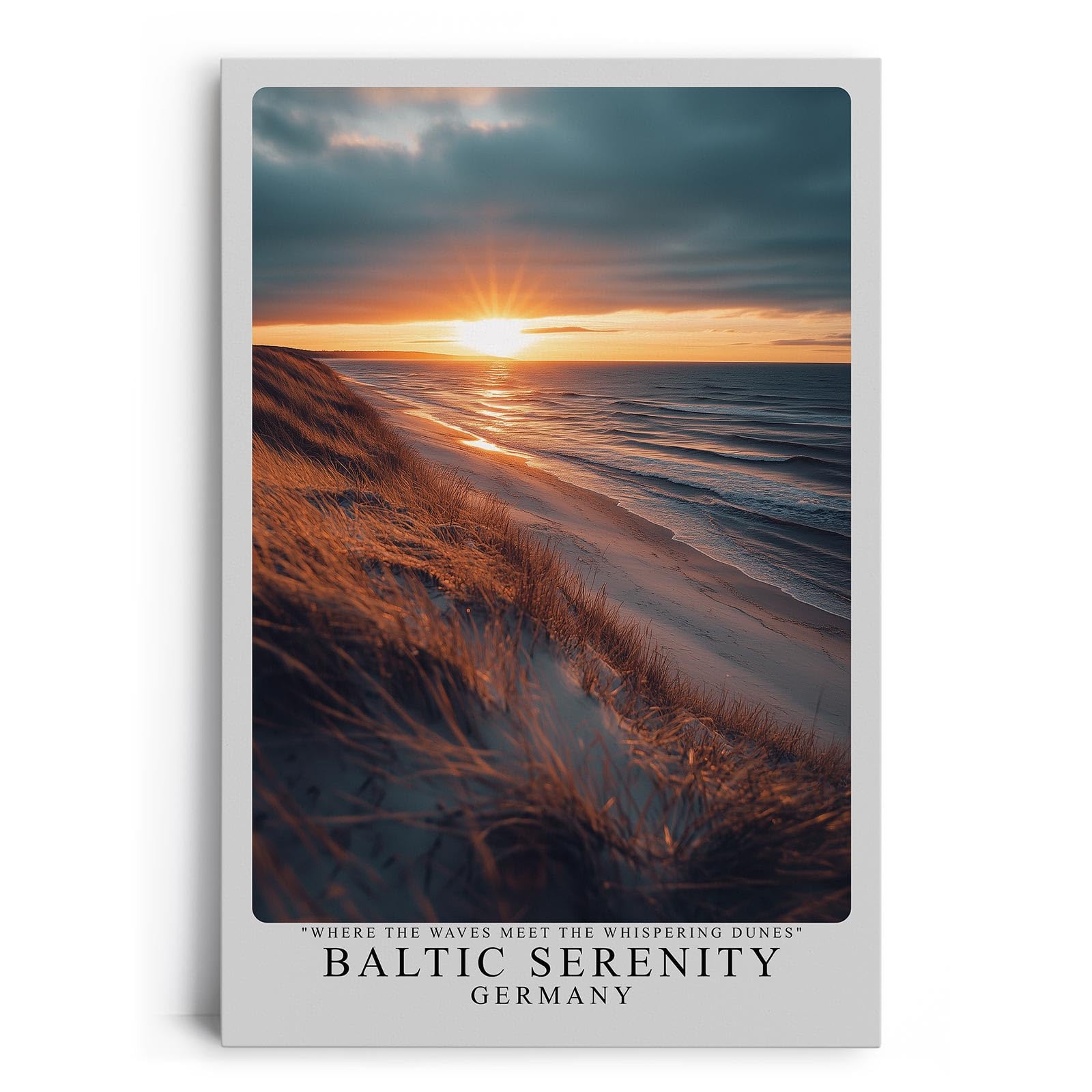 Paul Sinus Leinwandbild 40x60cm Ostsee-Romantik bei Sonnenuntergang – Malerische Dünenlandschaft mit Meeresblick und goldenem Licht