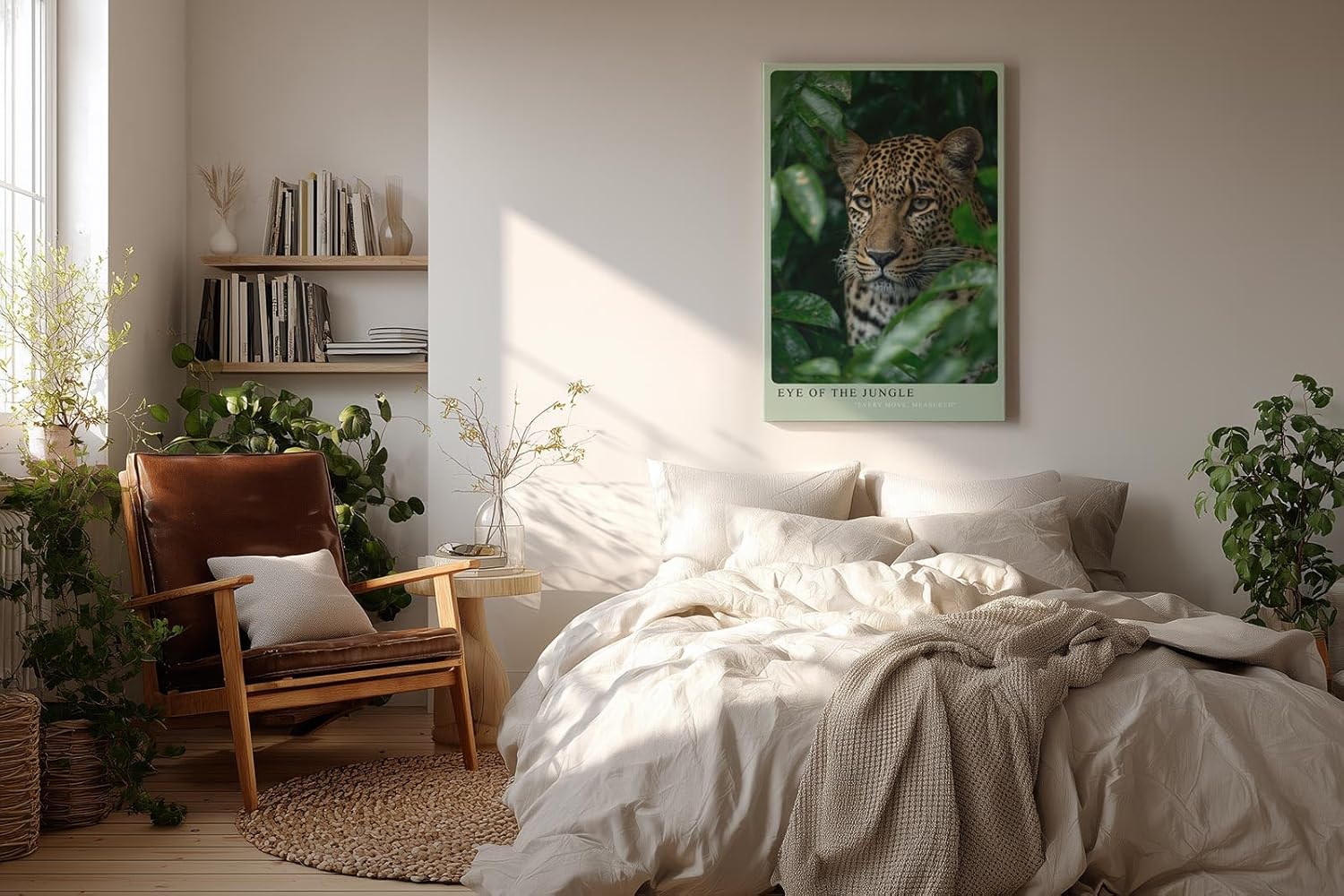 Paul Sinus Wandbild in 40x60cm Eye of the Jungle – Nahaufnahme eines Leoparden im dichten Blätterdach