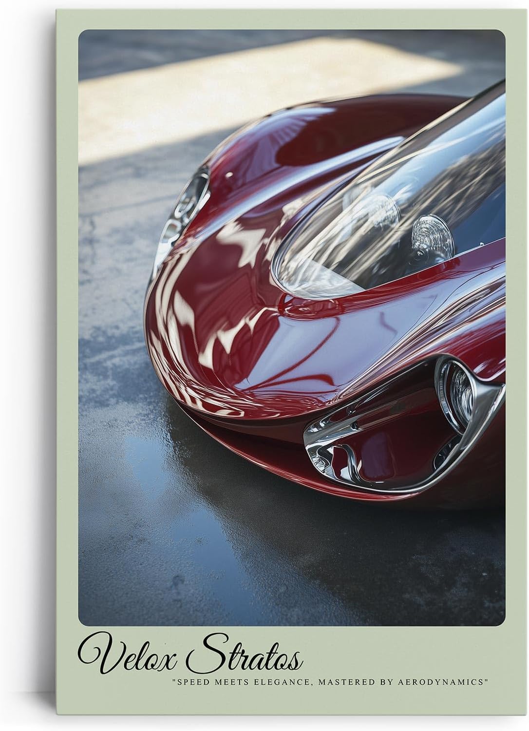 Paul Sinus Leinwandbild 40x60cm Velox Stratos Leinwandbild rotes Auto in glänzendem Finish futuristisches Design und aerodynamische Eleganz