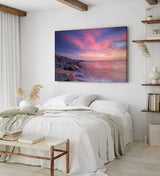 Paul Sinus Wandbild 120x80cm Küste Meer Horizont Rosa Himmel Abendröte Ozean