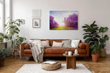 Sinus Art Wandbild 120x80cm Zauberhafte Lavendellandschaft mit Lichtspiel und blühenden Büschen