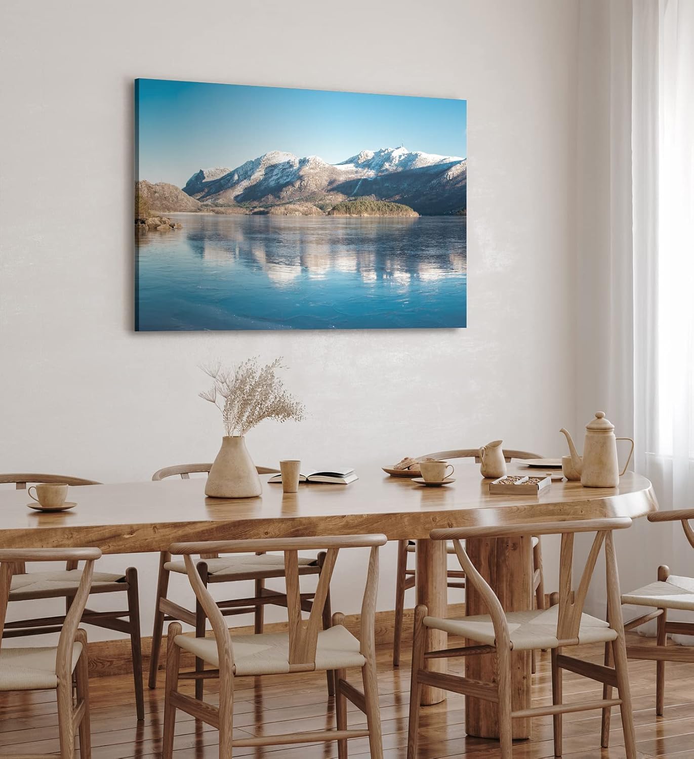 Paul Sinus Wandbild 120x80cm Gefrorener See Berge Winter Landschaft Schnee