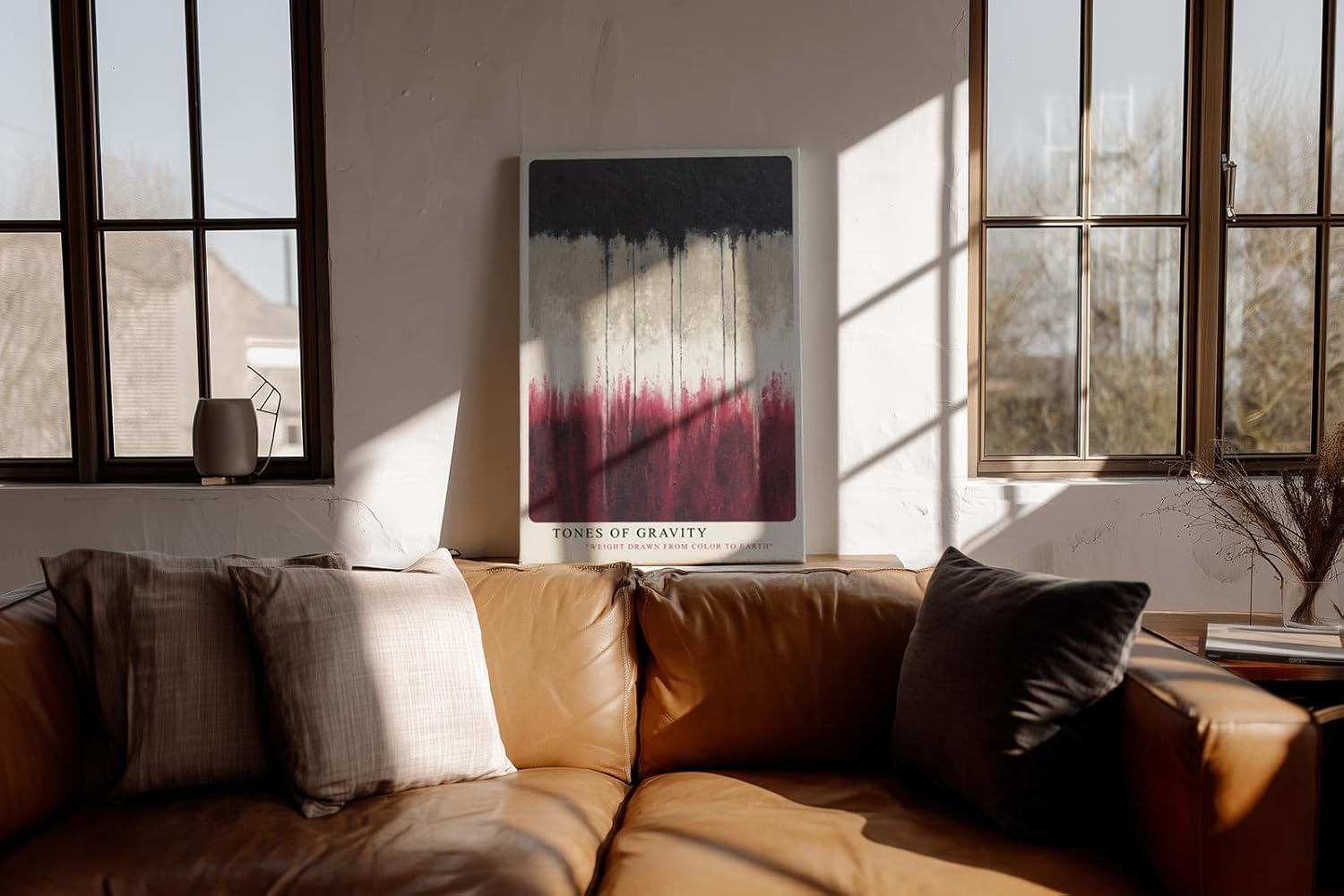 Paul Sinus Wandbild in 40x60cm Tones of Gravity – Abstraktes Kunstwerk mit harmonischen Farbverläufen in Schwarz, Beige und Rot