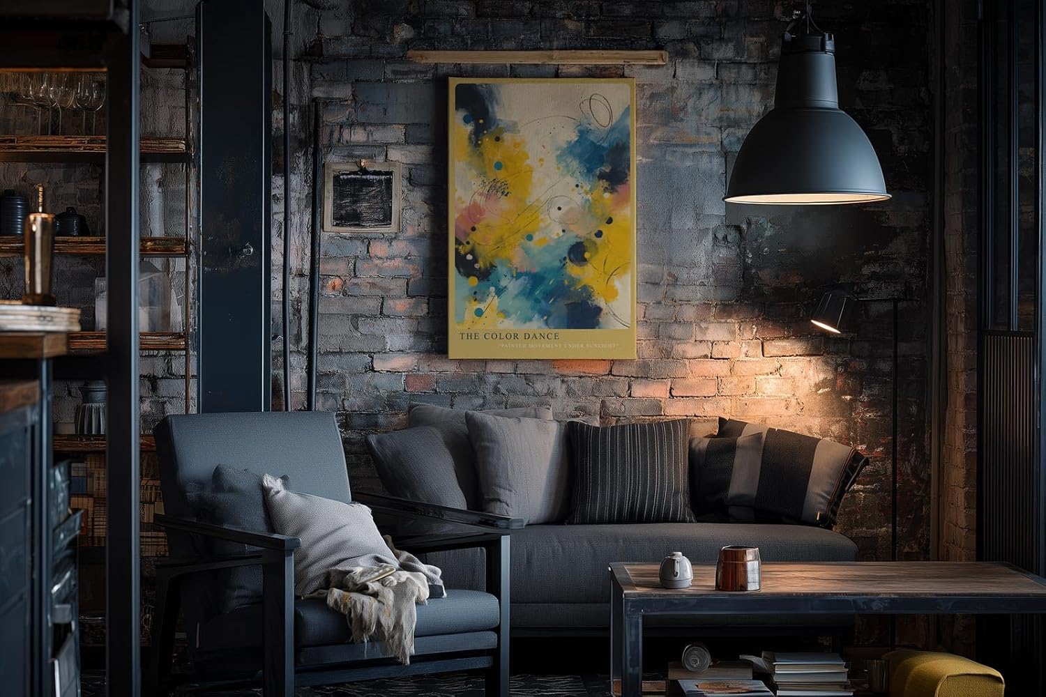 Paul Sinus Wandbild in 40x60cm The Color Dance – Farbintensive abstrakte Komposition in Gelb-, Blauund Weißtönen