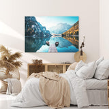 Paul Sinus Wandbild 120x80cm Pragser Wildsee Alpen Italien Bergsee See Berge Boote