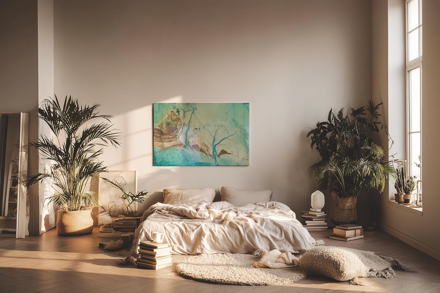 Sinus Art Wandbild 120x80cm Faszinierende Flussverzweigungen in türkisfarbenem Delta mit sandigen Uferformen