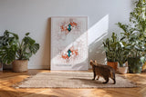Paul Sinus Kunstdruck 40x60cm Tilestream – Abstrakte Geometrie mit organischem Fluss in Rosé, Weiß und Türkis