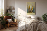 Paul Sinus Wandbild in 80x120cm Reflection Regatta – Goldene und weiße Segelboote in harmonischer Komposition auf spiegelndem Wasser