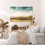Paul Sinus Wandbild 120x80cm Natur Berge Landschaft Tannenwald Bäume weiße Wolken