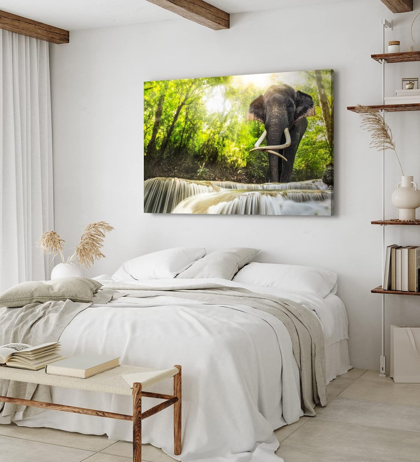 Paul Sinus Wandbild 120x80cm Asiatischer Elefant Thailand Dschungel Stoßzähne Grün