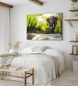 Paul Sinus Wandbild 120x80cm Asiatischer Elefant Thailand Dschungel Stoßzähne Grün