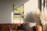 Paul Sinus Wandbild in 40x60cm The Cosmic Current – Farbintensive abstrakte Kunst mit fließenden Farbschichten in Gelb, Blau und Schwarz