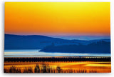 Paul Sinus Wandbild 120x80cm Landschaftsbild See roter Himmel Abendröte Vögel Natur