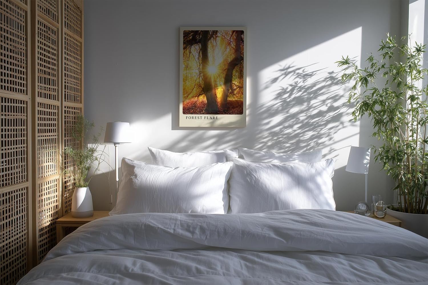 Paul Sinus Kunstdruck 40x60cm Forest Flare – Sonnenstrahlen im goldenen Herbstwald mit leuchtendem Laub