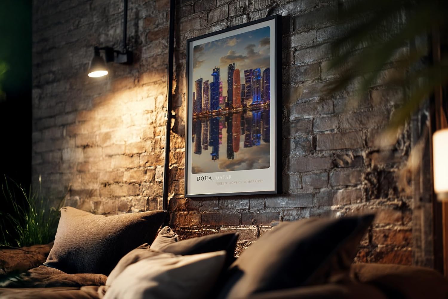 Paul Sinus Kunstdruck 40x60cm Doha Katar – moderne Skyline mit Spiegelung im Wasser bei Abendlicht