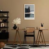 Paul Sinus Leinwandbild 80x120cm Spiegel der Stille – Minimalistische Winterlandschaft mit ruhigem Wasser, monochromer Farbe