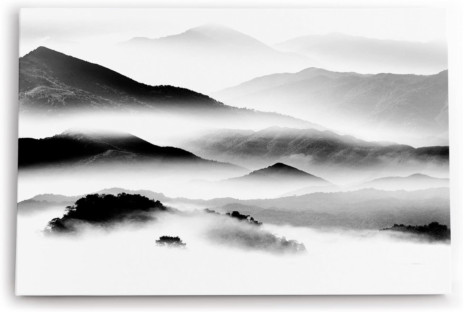 Paul Sinus Wandbild 120x80cm Berge Nebel Schwarz Weiß Berglandschaft Kunstvoll