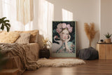 Paul Sinus Wandbild in 40x60cm Porträt einer jungen Frau mit Blumenkrone und Kranich in harmonischer Komposition