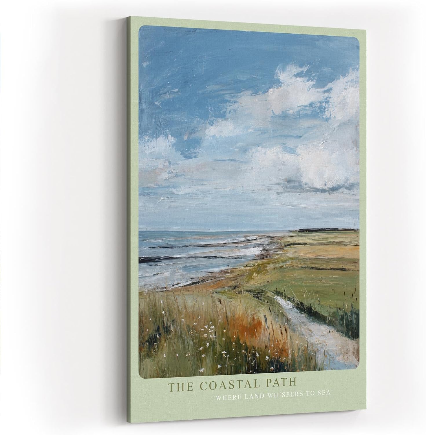 Paul Sinus Wandbild in 40x60cm Küstenweg mit Blick aufs Meer – impressionistisches Landschaftsgemälde für naturnahe Wohnakzente