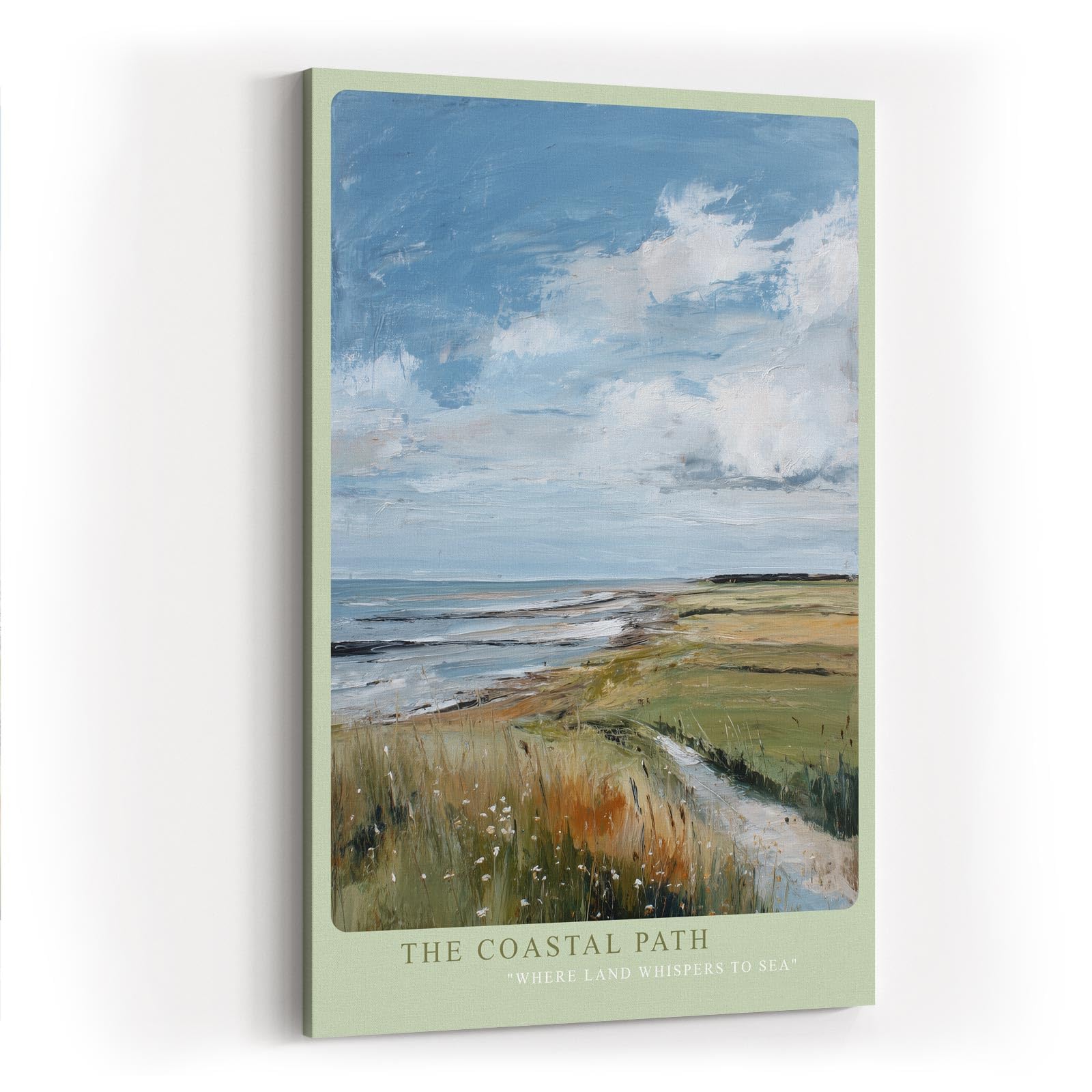 Paul Sinus Wandbild in 40x60cm Küstenweg mit Blick aufs Meer – impressionistisches Landschaftsgemälde für naturnahe Wohnakzente