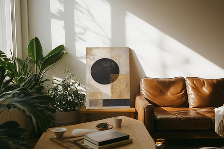 Paul Sinus 60x90cm Wandbild, Visionäres Design in Fokusgeometrie – Abstrakte Harmonie in Gold und Schwarz erleben