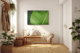 Sinus Art Wandbild 120x80cm Frisches grünes Blatt mit Wassertropfen – Symbol für Reinheit und Natur