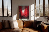 Paul Sinus Wandbild in 40x60cm The Crimson Facade – Ausdrucksstarkes abstraktes Kunstwerk in leuchtendem Rot mit strukturreicher Oberfläche