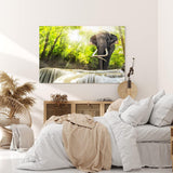 Paul Sinus Wandbild 120x80cm Asiatischer Elefant Thailand Dschungel Stoßzähne Grün