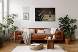 Sinus Art Wandbild 120x80cm Einzelne Bauernfigur im Gegenlicht – Sinnbild für Entscheidung und Stärke
