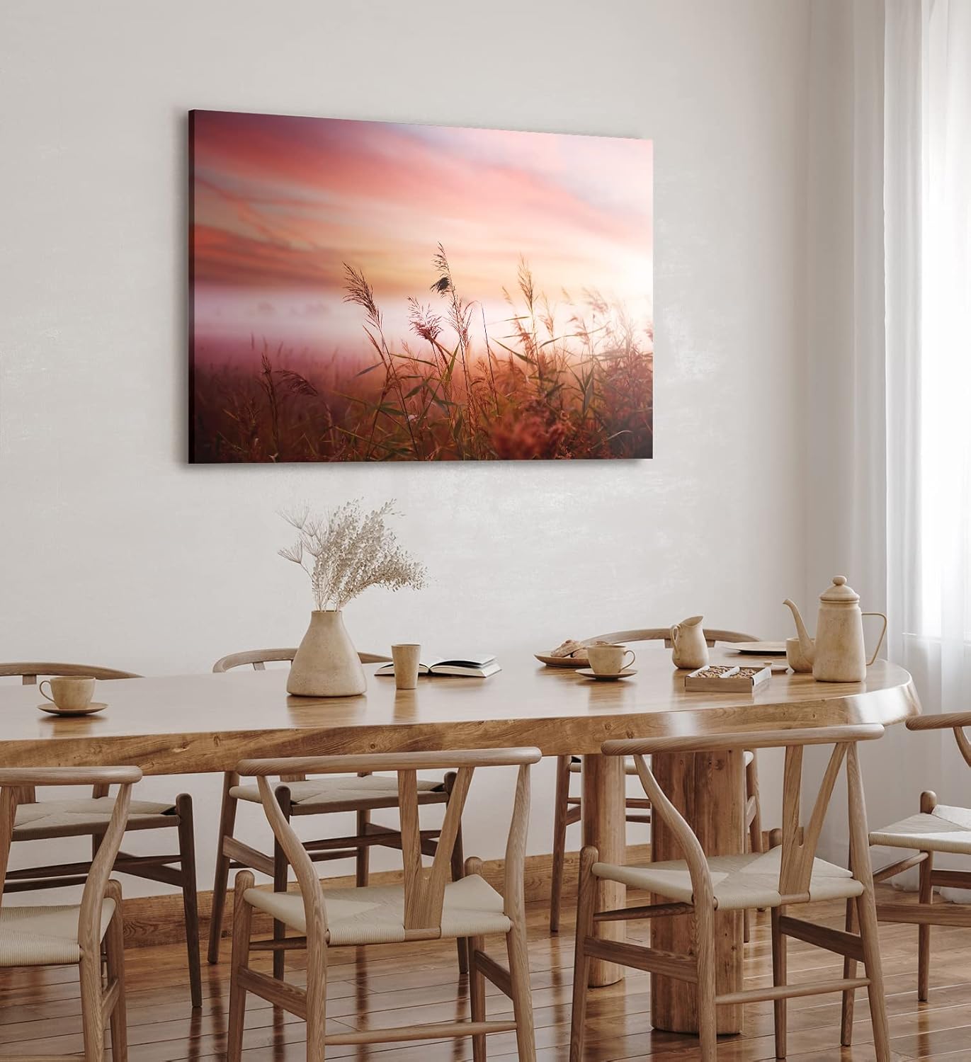 Paul Sinus Wandbild 120x80cm Weizenfeld Morgenröte Natur Feld Rosa Himmel