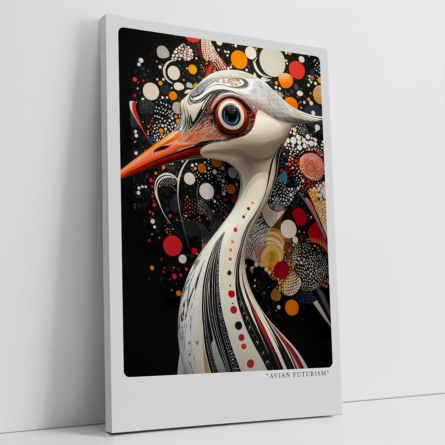 Paul Sinus Leinwandbild 40x60cm futuristische Darstellung eines abstrakten Vogels mit geometrischen Mustern, kunstvolle Wandkunst in modernem Design