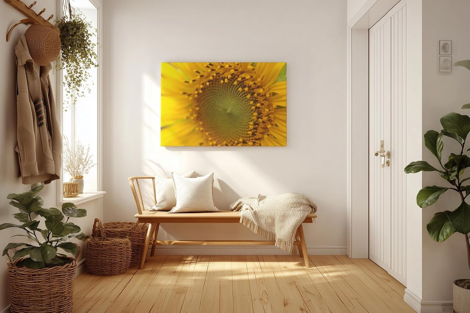 Sinus Art Wandbild 120x80cm Atemberaubendes Makromotiv einer Sonnenblume – intensiv, lebendig und ausdrucksstark