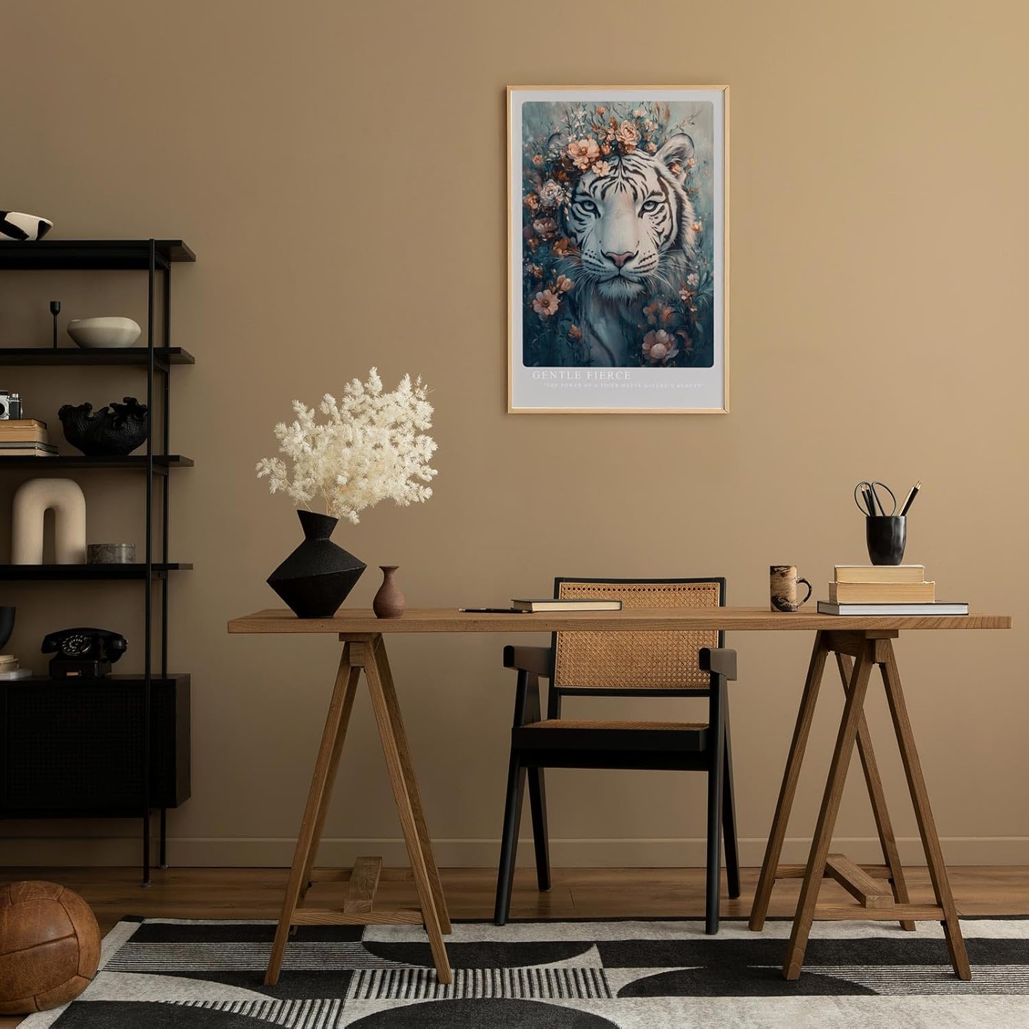 Paul Sinus Leinwandbild 60x90cm Blühender Tiger majestätisch kraftvoll mystisch kunstvolle Wandkunst faszinierend surreal harmonisch sanfte Farben