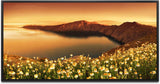 Sonnenuntergang in Santorini ca. 130x70cm Wandbild inklusive Schattenfugenrahmen schwarz - Panorama Leinwand Bild XXL Format Wandbilder Wohnzimmer Wohnung Deko Kunstdrucke